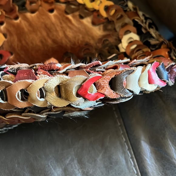 Vintage 70's chain leather and hide tote - Picture 4 of 9